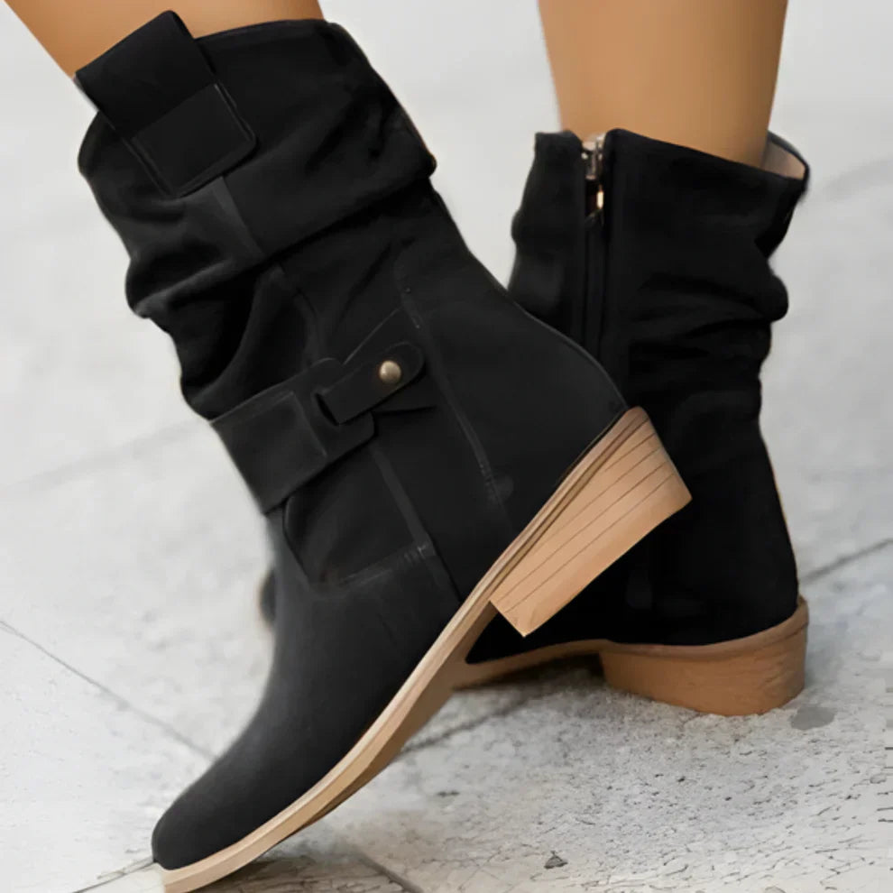 Bottes en cuir pour femme, coupe étroite, avec bride, chic