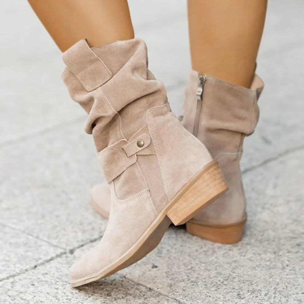Bottes en cuir pour femme, coupe étroite, avec bride, chic