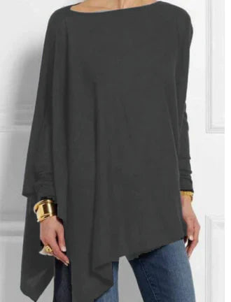Tunique ample Tricot oversize Manches longues Asymétrique