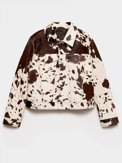 Veste femme moderne motif contrasté court