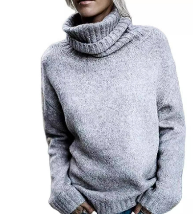 Col roulé doux gris surdimensionné cachemire hiver