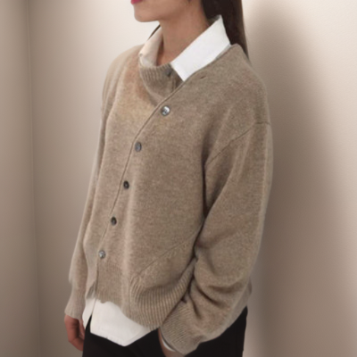 Cardigan élégant en mélange de laine Coupe asymétrique ample