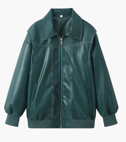 Bomber à la mode oversized en similicuir veste tendance streetwear