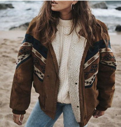 Manteau d'hiver bohème à motif ethnique