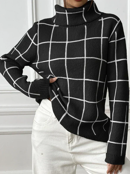Pull femme col montant chaud automne hiver