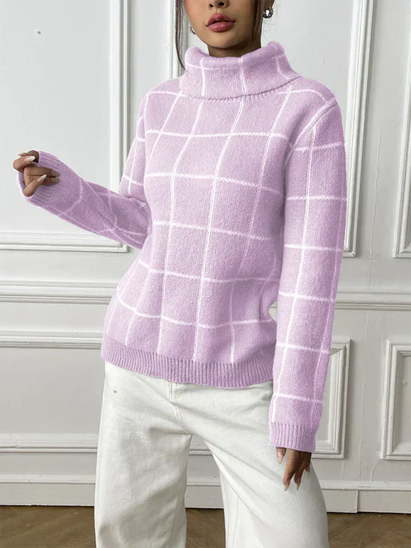 Pull femme col montant chaud automne hiver