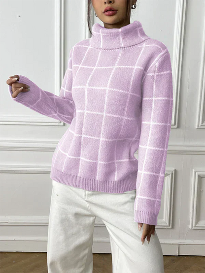 Pull femme col montant chaud automne hiver