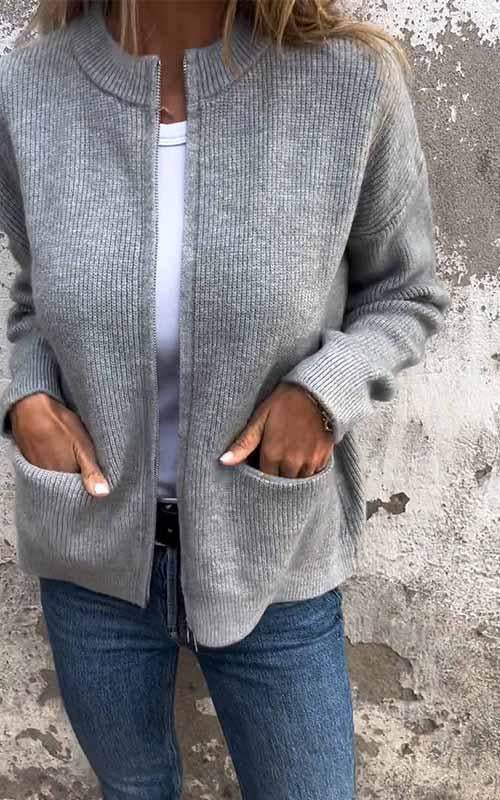 Damen Sweatshirt Bequem Mit Taschen - IdealeKleiden