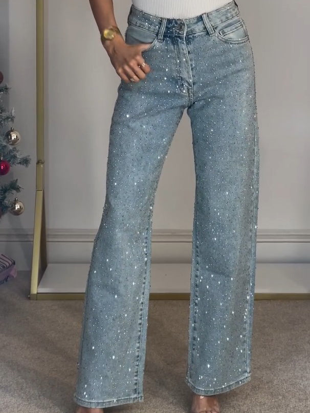 Damen Jeans Glitzer Effekt Slim Fit - IdealeKleiden