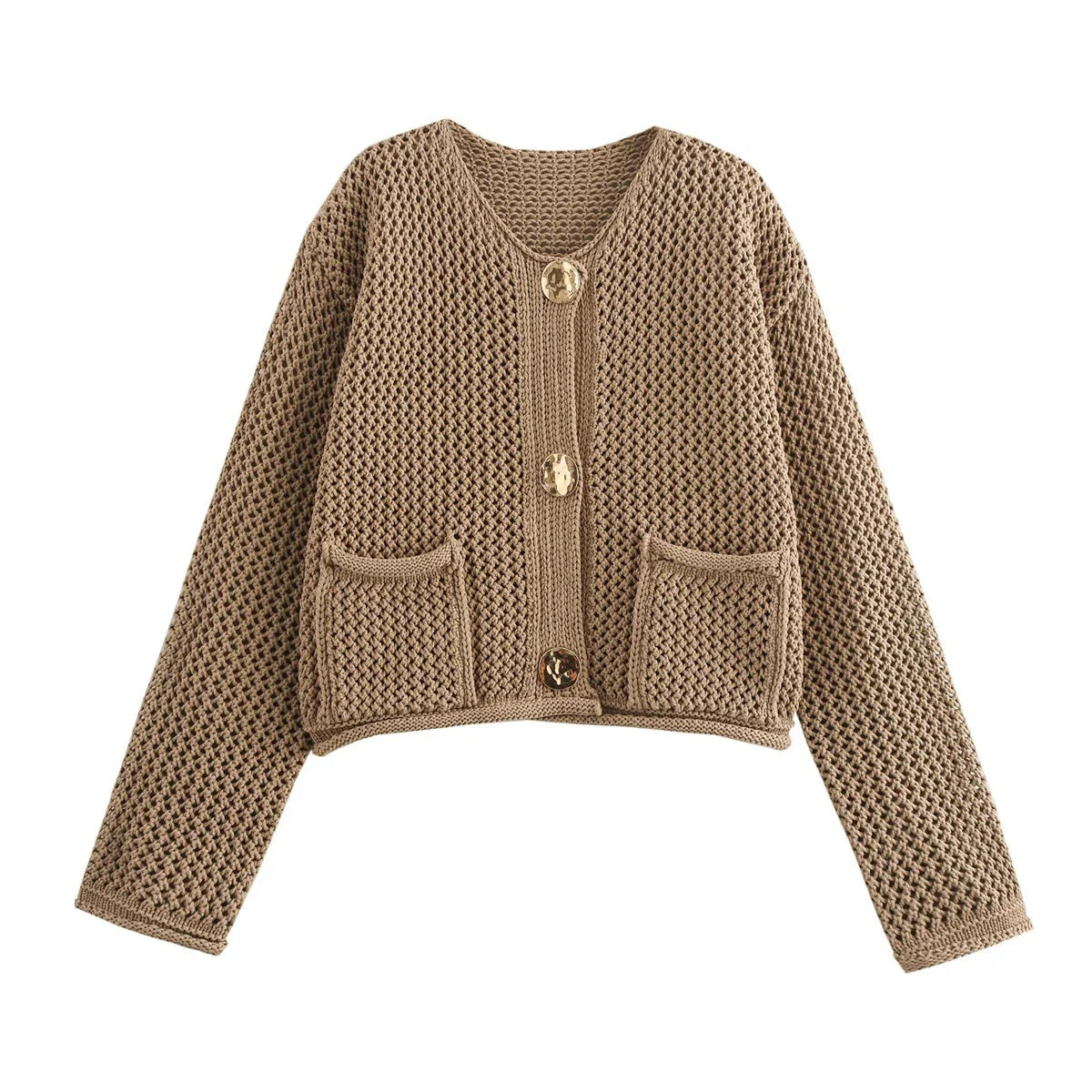 Gilet d'automne femme boutons dorés