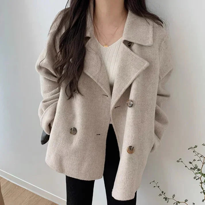Manteau à double boutonnage en mélange de laine oversize
