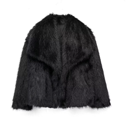 Veste courte oversized en fourrure avec col châle