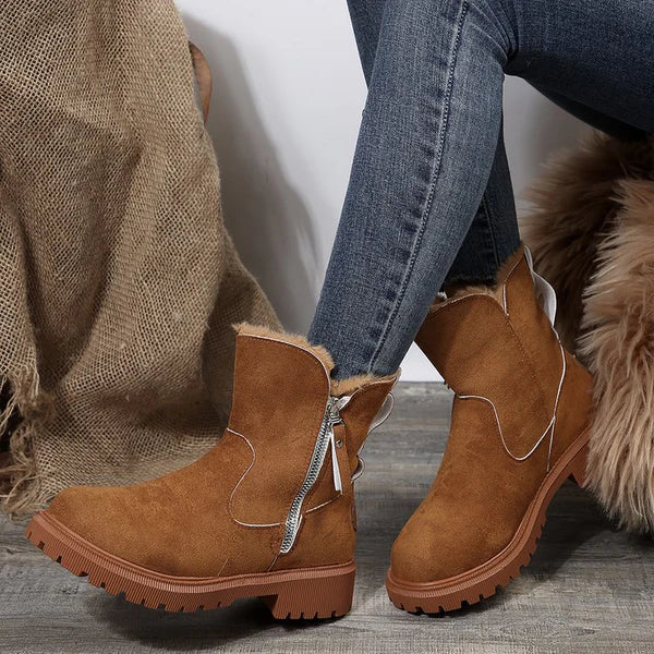 Bottes d'hiver pour femmes à plateforme, fourrées et chaudes