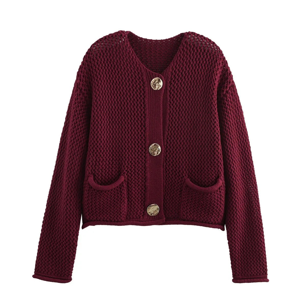 Gilet d'automne femme boutons dorés