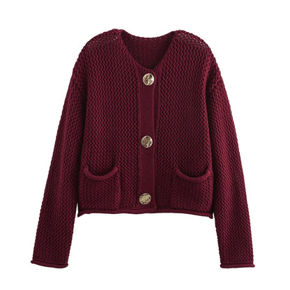 Gilet d'automne femme boutons dorés