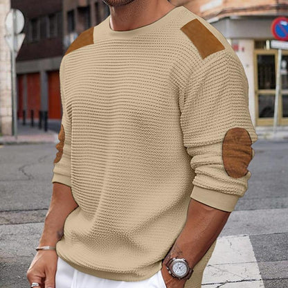 Robe élégante | Pull en maille blanc avec effet cuir marron