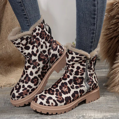 Bottes d'hiver pour femmes à plateforme, fourrées et chaudes