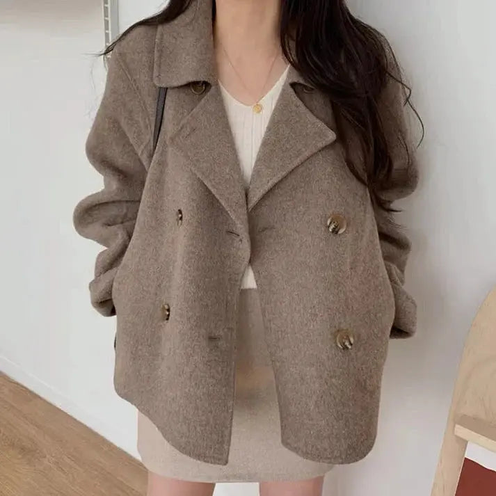 Große Damen Mantel Zweireihig Oversized - IdealeKleiden
