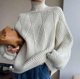 Pull col roulé oversize doux Hiver