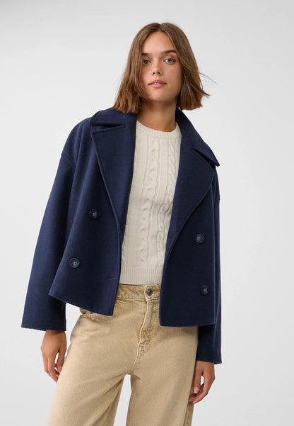 Manteau court femme hiver élégant double boutonnage