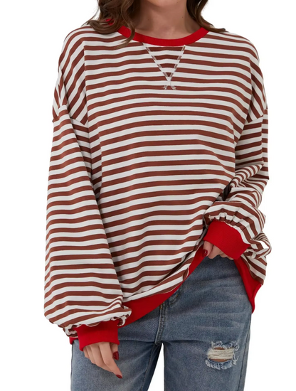 Sweatshirt rayé confortable Doux et élégant pour la détente