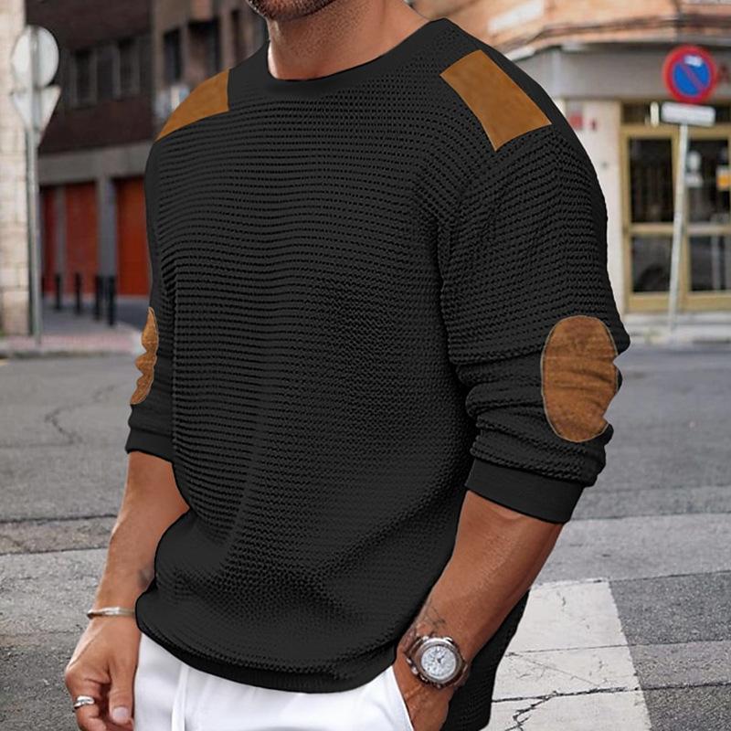 Robe élégante | Pull en maille blanc avec effet cuir marron