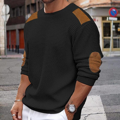 Robe élégante | Pull en maille blanc avec effet cuir marron