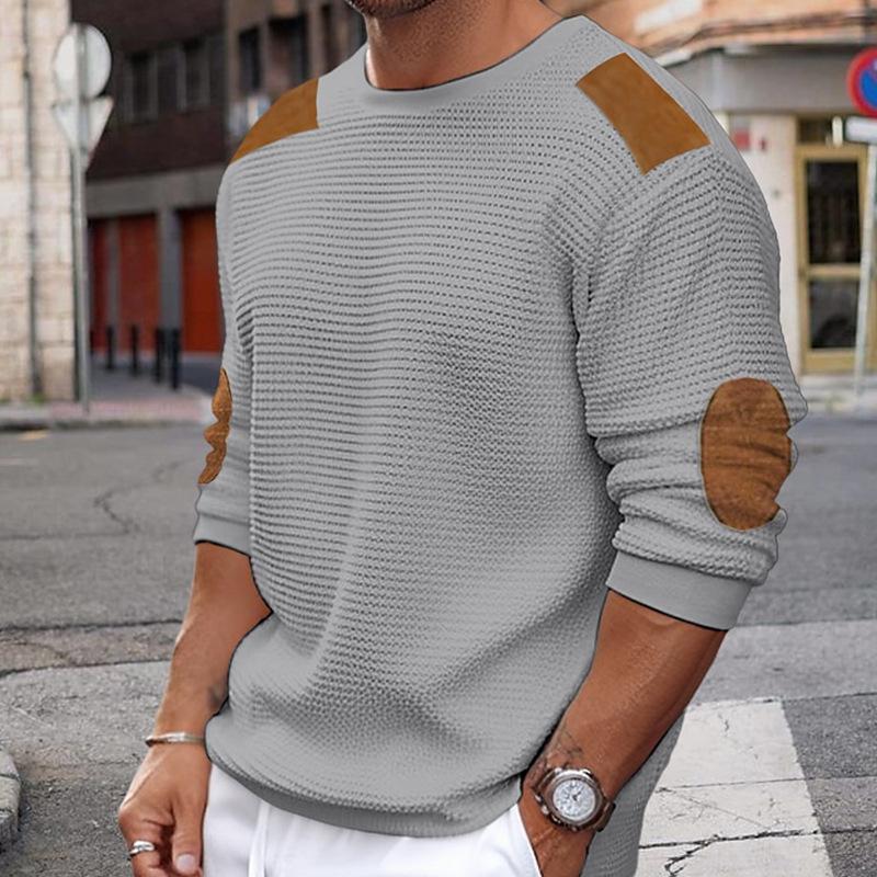 Robe élégante | Pull en maille blanc avec effet cuir marron