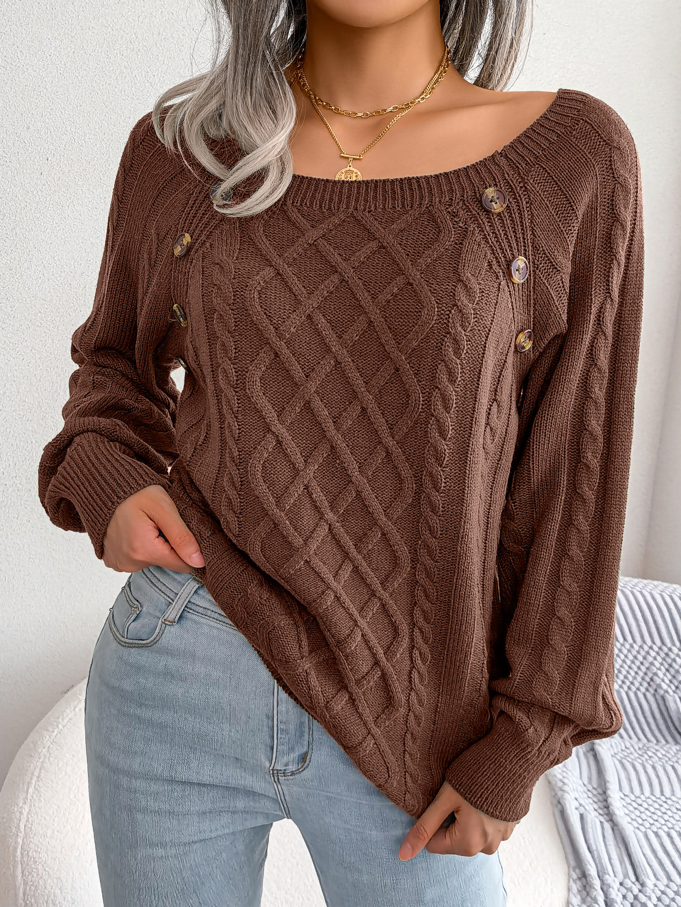 Klassischer Gemütlicher Pullover → Pull hiver doux et confortable