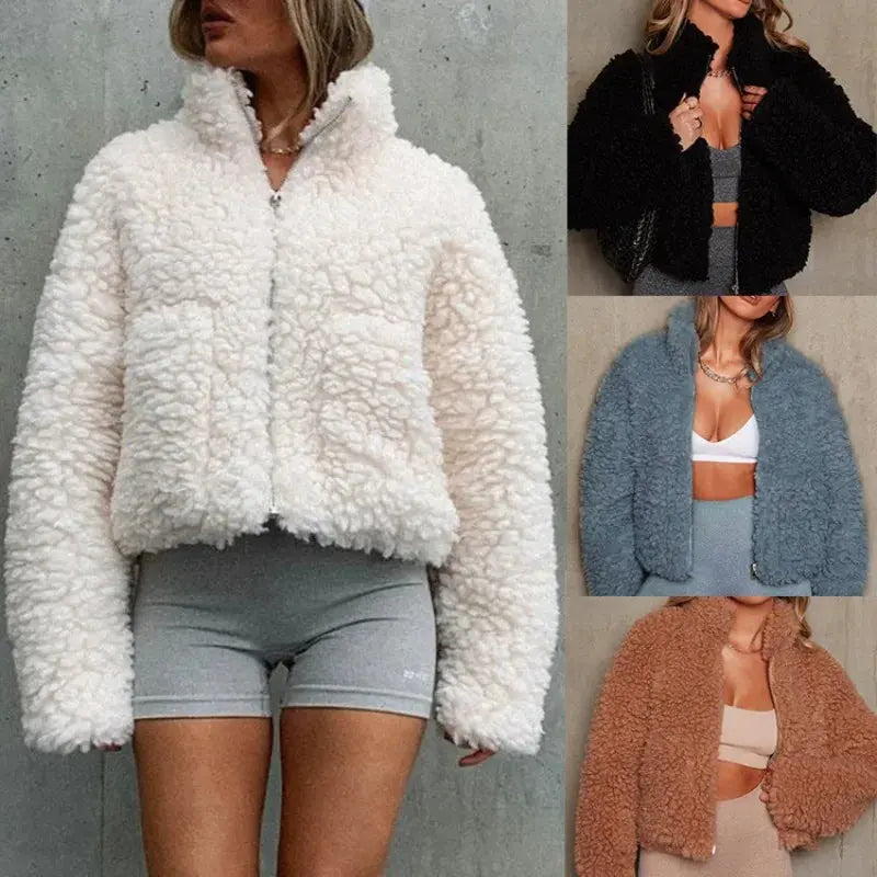 Weiche Teddyjacke Zimtbraun Oversized Style - IdealeKleiden