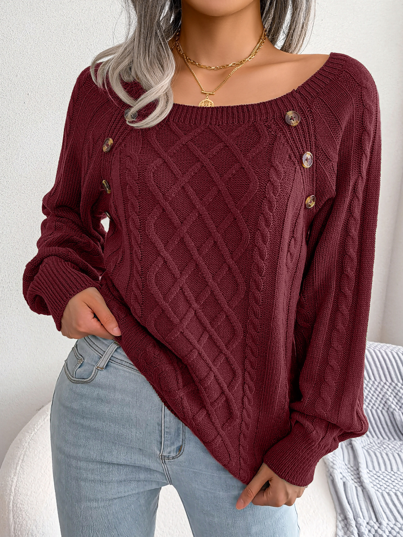 Klassischer Gemütlicher Pullover → Pull hiver doux et confortable