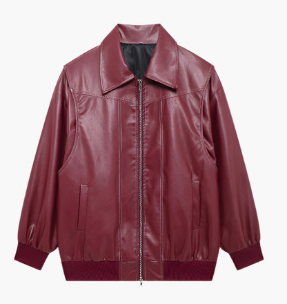 Bomber à la mode oversized en similicuir veste tendance streetwear