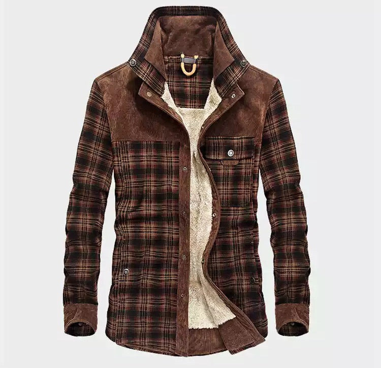 Veste Sherpa homme à carreaux doublée chaude