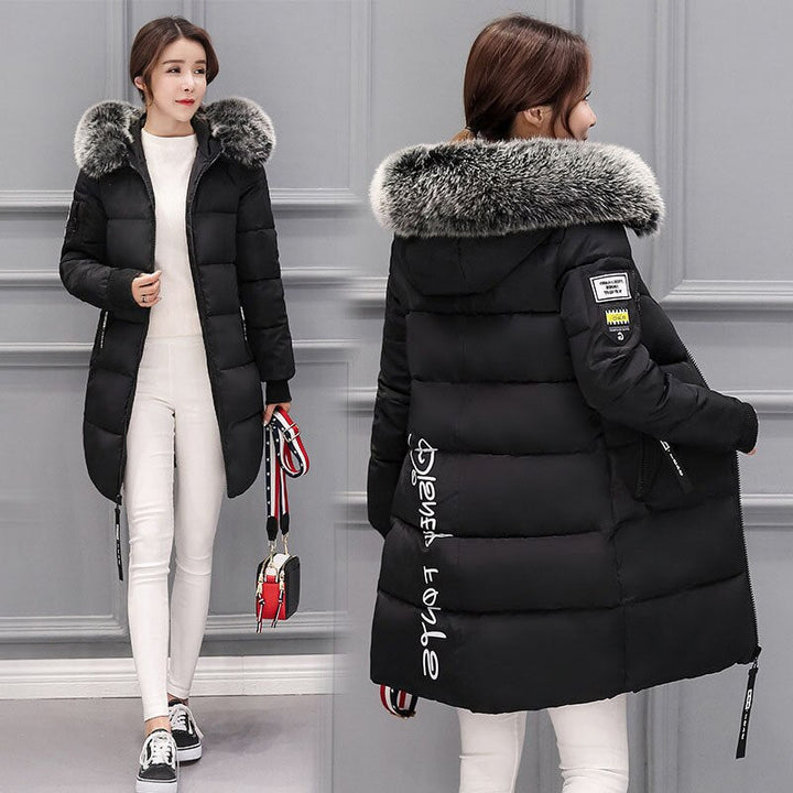 Élégant Manteau d'Hiver Femme Taille Haute Col Fourrure