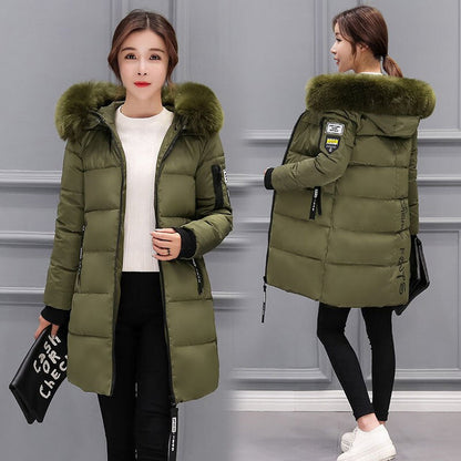 Élégant Manteau d'Hiver Femme Taille Haute Col Fourrure