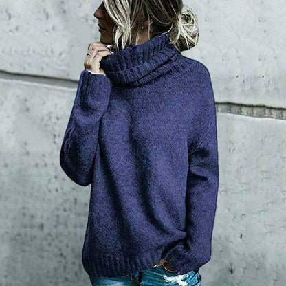 Pull tricoté pour femme, grande taille, col roulé, modèle d'automne