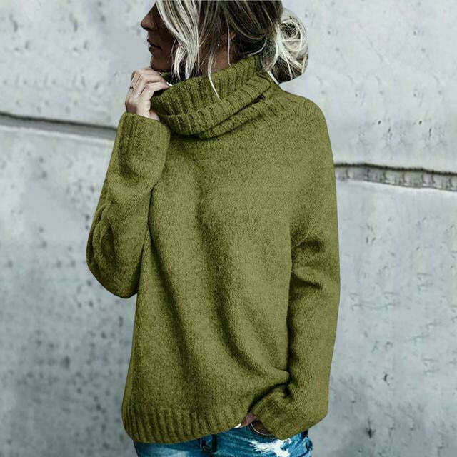 Pull tricoté pour femme, grande taille, col roulé, modèle d'automne