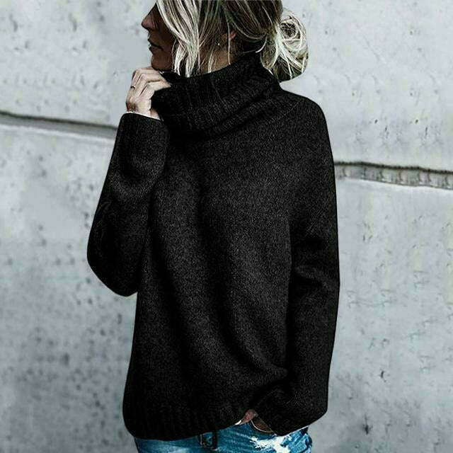 Pull tricoté pour femme, grande taille, col roulé, modèle d'automne