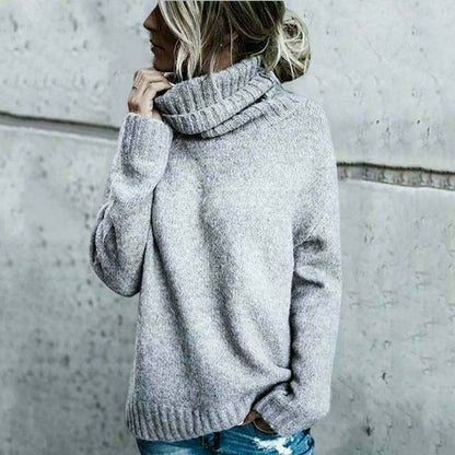 Pull tricoté pour femme, grande taille, col roulé, modèle d'automne