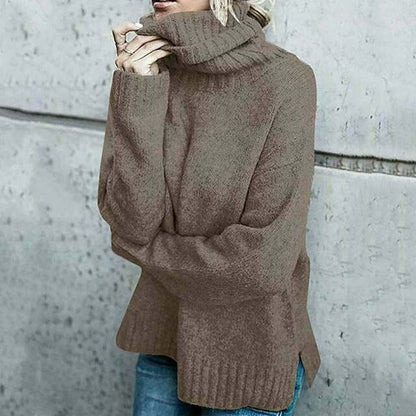 Pull tricoté pour femme, grande taille, col roulé, modèle d'automne