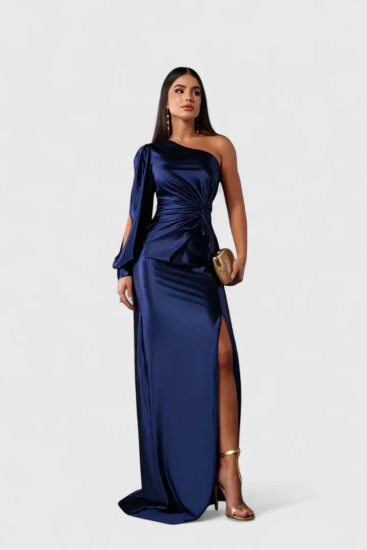 Robe de soirée élégante pour femme, asymétrique à une épaule