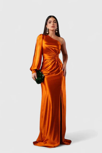 Robe de soirée élégante pour femme, asymétrique à une épaule