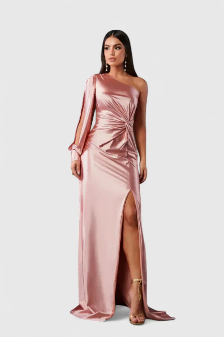 Robe de soirée élégante pour femme, asymétrique à une épaule