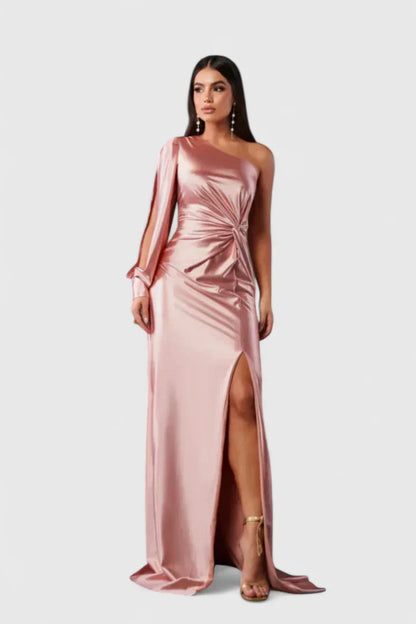 Robe de soirée élégante pour femme, asymétrique à une épaule