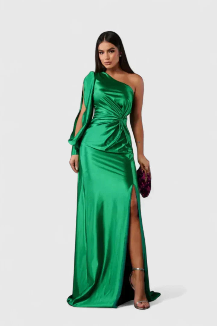 Robe de soirée élégante pour femme, asymétrique à une épaule