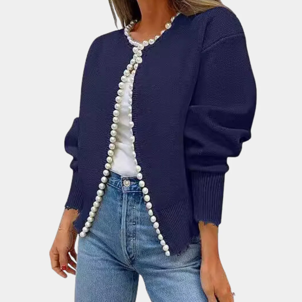 Gilet tricoté doux pour femme, confortable, boutons perles