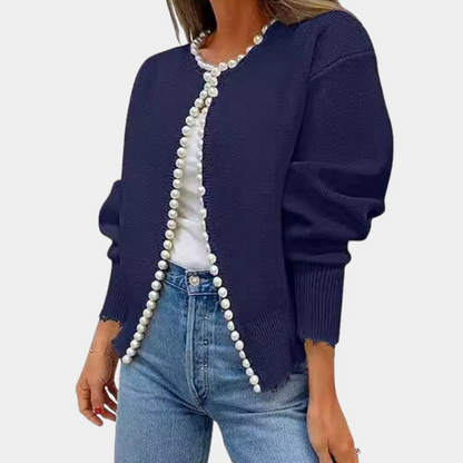 Gilet tricoté doux pour femme, confortable, boutons perles