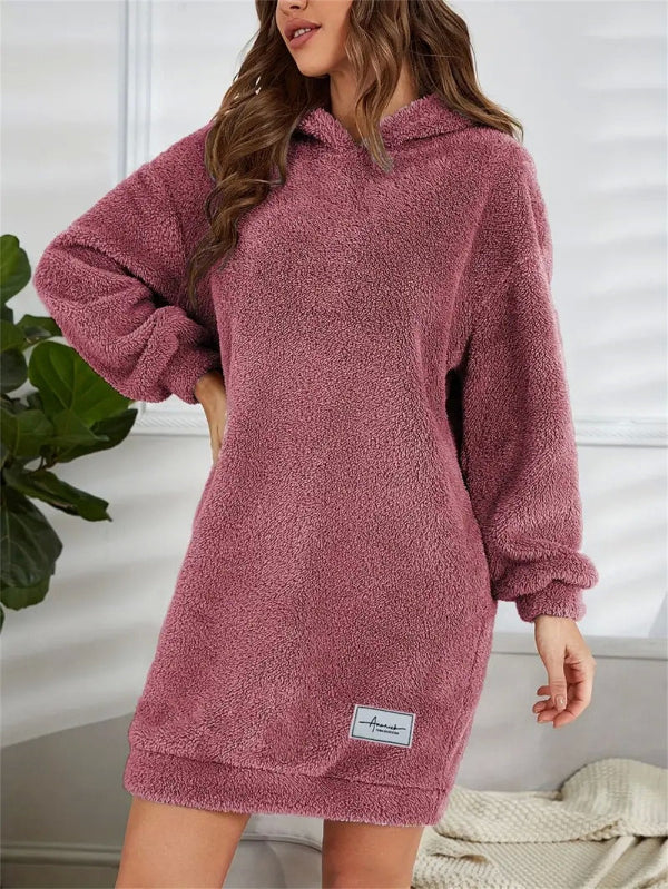 Robe sweat Teddy oversize à capuche