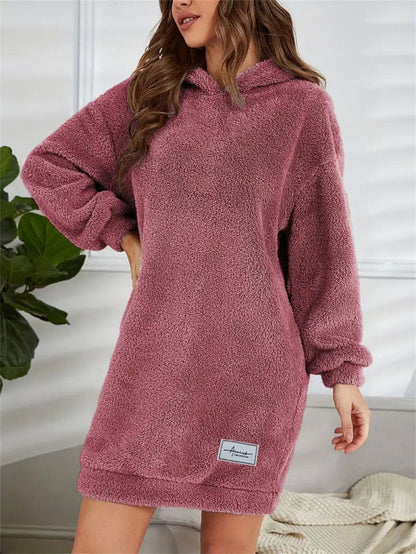 Robe sweat Teddy oversize à capuche