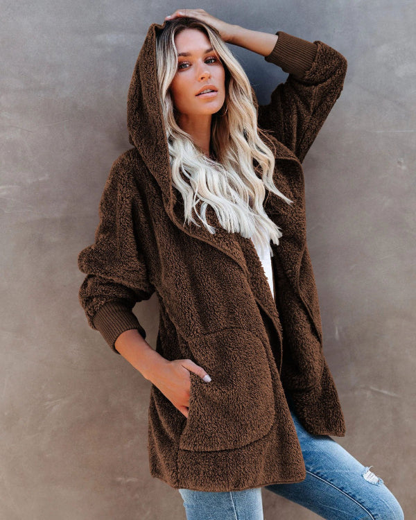 Gilet Teddy confortable pour femme avec capuche Grandes tailles